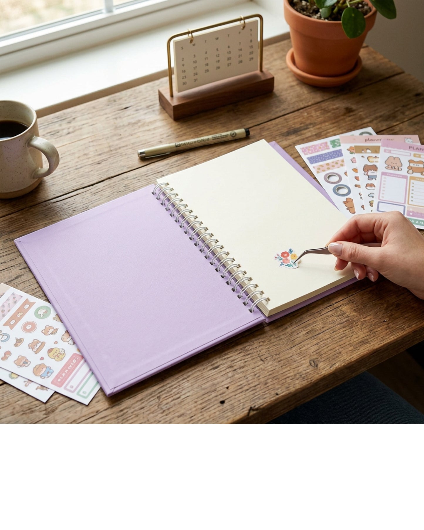 Cozoy Spiral Sticker Storage Album 40 Pages Lilac - Lifestyle view